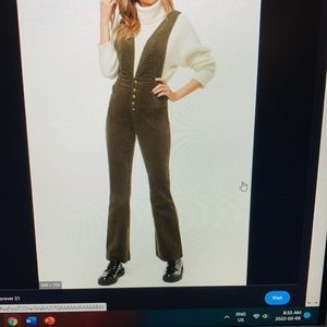 Forever21 plunging corduroy overalls size: Large